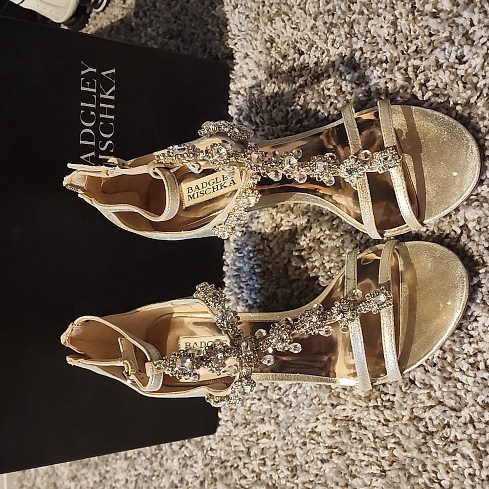 Badgley Mischka Gold Embellished Heels